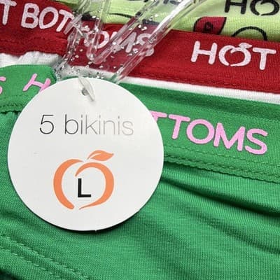 Hot Bottoms Women's Bikini Panties 5 Pack L Multicolor Striped - Thumbnail 4