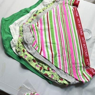 Hot Bottoms Women's Bikini Panties 5 Pack M Multicolor Christmas Holiday Logo - Thumbnail 4