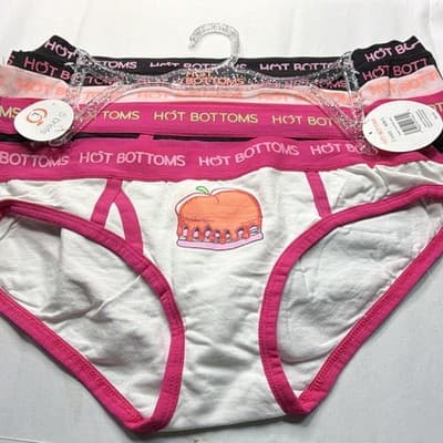 Hot Bottoms Girls Brief Underwear 5-Pack Large Adult Cotton Stretch Peach Print