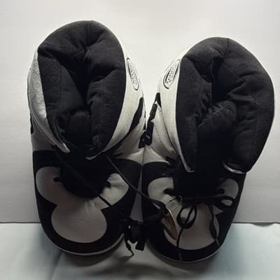 Banned Goods Men's Size 8 Lace-Up Fleece Bootie Slippers Black/White