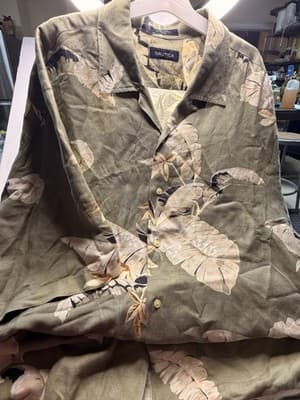 Nautica Men’s XXL Green Floral Long Sleeve Button-Up Linen Rayon Spread Collar - Thumbnail 5