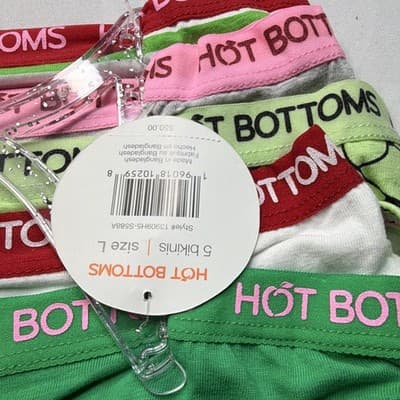 Hot Bottoms Women's Bikini Panties 5 Pack L Multicolor Striped - Thumbnail 2