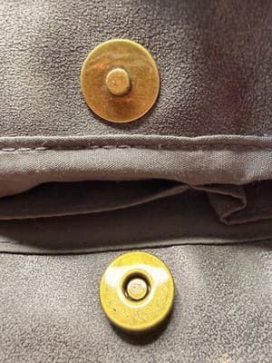 Gray Medium Satchel Bag w/ Gold Ring Handle Studded Cutout Magnetic Closure - Thumbnail 6