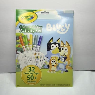 Crayola Bluey Color & Sticker Activity Set, 32 Coloring Pages, 50+ Stickers