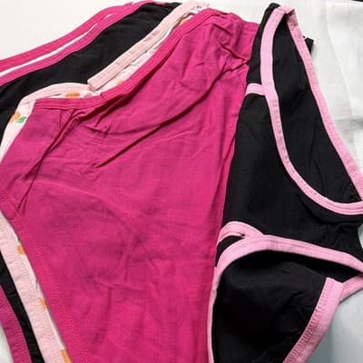 Hot Bottoms Girls Brief Underwear 5-Pack Large Adult Cotton Stretch Peach Print - Thumbnail 5