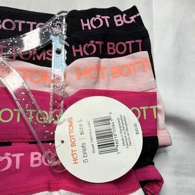 Hot Bottoms Girls Brief Underwear 5-Pack Large Adult Cotton Stretch Peach Print - Thumbnail 2