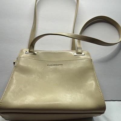 Vintage Liz Claiborne Beige Crossbody Bag Zip Closure Detachable Strap