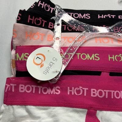 Hot Bottoms Girls Brief Underwear 5-Pack Large Adult Cotton Stretch Peach Print - Thumbnail 3