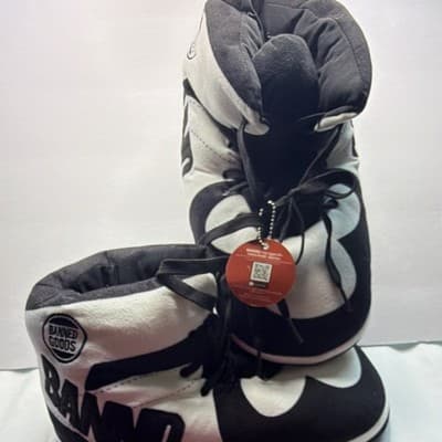 Banned Goods Men's Size 8 Lace-Up Fleece Bootie Slippers Black/White - Thumbnail 5
