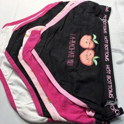 Hot Bottoms Girls Brief Underwear 5-Pack Large Adult Cotton Stretch Peach Print - Thumbnail 4
