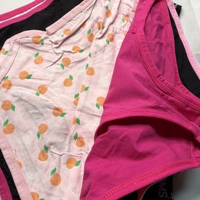 Hot Bottoms Girls Brief Underwear 5-Pack Large Adult Cotton Stretch Peach Print - Thumbnail 6