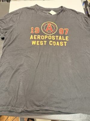 Aeropostale Men's Black Los Angeles 1987 T Shirt Size Large? Casual Comfort Logo