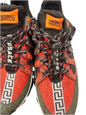 New Men Versace Trigreca Barocco Print Low Top Black Sneakers
