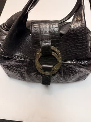 Bvlgari Leather Handbag Black Used Authentic Ladies Tote - Thumbnail 13