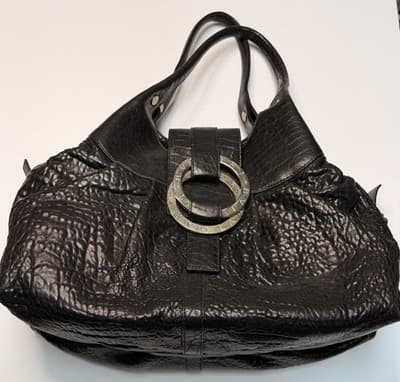 Bvlgari Leather Handbag Black Used Authentic Ladies Tote - Thumbnail 2