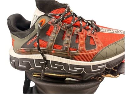 New Men Versace Trigreca Barocco Print Low Top Black Sneakers - Thumbnail 5