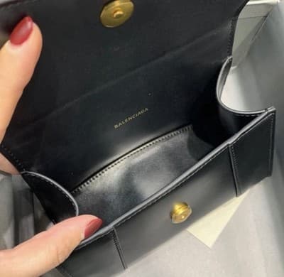 Balenciaga Hourglass Mini Top Handle Bag Black Smooth Leather Crossbody - Thumbnail 6