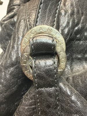 Bvlgari Leather Handbag Black Used Authentic Ladies Tote - Thumbnail 10