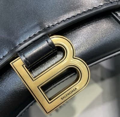 Balenciaga Hourglass Mini Top Handle Bag Black Smooth Leather Crossbody - Thumbnail 8