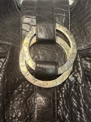 Bvlgari Leather Handbag Black Used Authentic Ladies Tote - Thumbnail 9