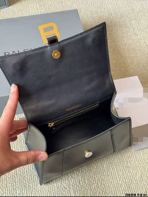 Balenciaga Hourglass Mini Top Handle Bag Black Smooth Leather Crossbody - Thumbnail 4