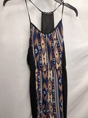 Maurices Short Maxi Dress M Navy Colorful Boho Tank Top Halter Summer Artsy - Thumbnail 2