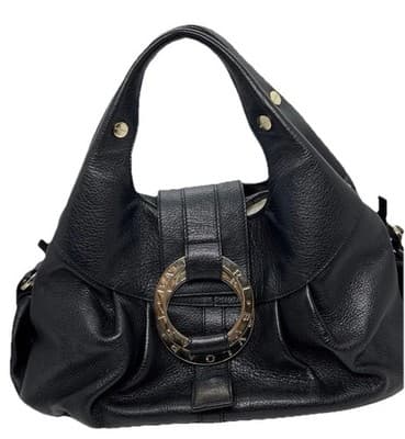 Bvlgari Leather Handbag Black Used Authentic Ladies Tote - Thumbnail 3