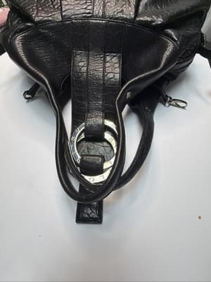 Bvlgari Leather Handbag Black Used Authentic Ladies Tote - Thumbnail 15