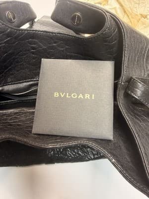 Bvlgari Leather Handbag Black Used Authentic Ladies Tote - Thumbnail 12