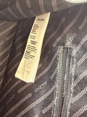 ALDO Colorblock Satchel Top Handle Bag Black Beige White Gold Chain Lock Medium - Thumbnail 6