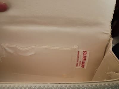 Vintage White Beaded Clutch Snap Closure - Thumbnail 2