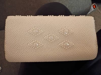 Vintage White Beaded Clutch Snap Closure - Thumbnail 4