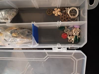 Mixed Lot Jewelry Making Beads & Charms in Organizer Box, Multicolor - Thumbnail 14
