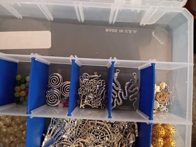 Mixed Lot Jewelry Making Beads & Charms in Organizer Box, Multicolor - Thumbnail 3