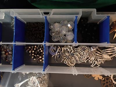 Mixed Lot Jewelry Making Beads & Charms in Organizer Box, Multicolor - Thumbnail 12