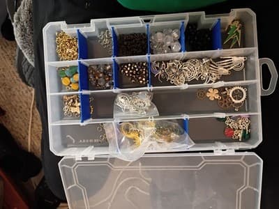 Mixed Lot Jewelry Making Beads & Charms in Organizer Box, Multicolor - Thumbnail 7
