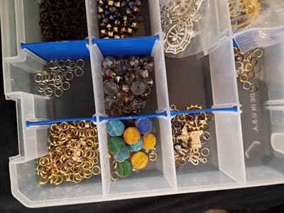 Mixed Lot Jewelry Making Beads & Charms in Organizer Box, Multicolor - Thumbnail 8