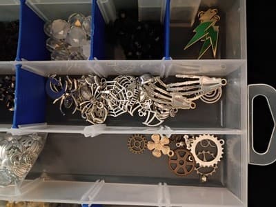 Mixed Lot Jewelry Making Beads & Charms in Organizer Box, Multicolor - Thumbnail 13