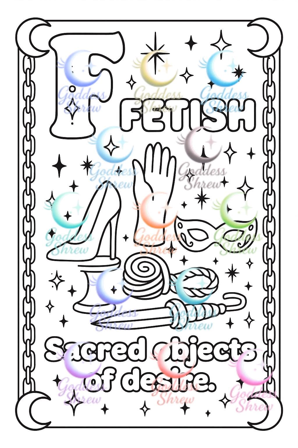ABCs of Kink Adult Coloring Book – Gothic, Witchy Queer Art (Digital Download) - Thumbnail 3