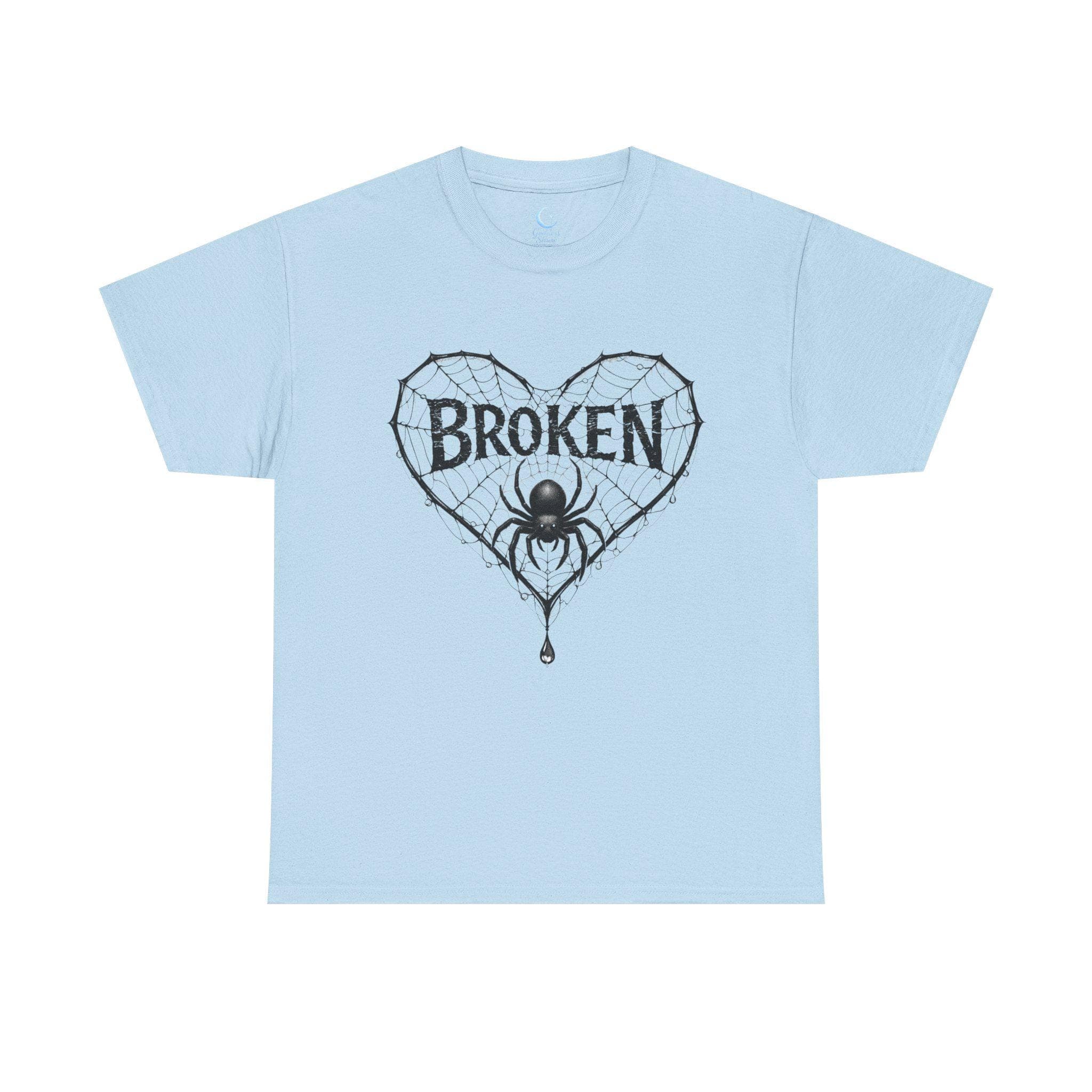 Broken Heart Spider Web Shirt, Gothic Emotional Strength Tee, Dark Aesthetic Design - Thumbnail 5