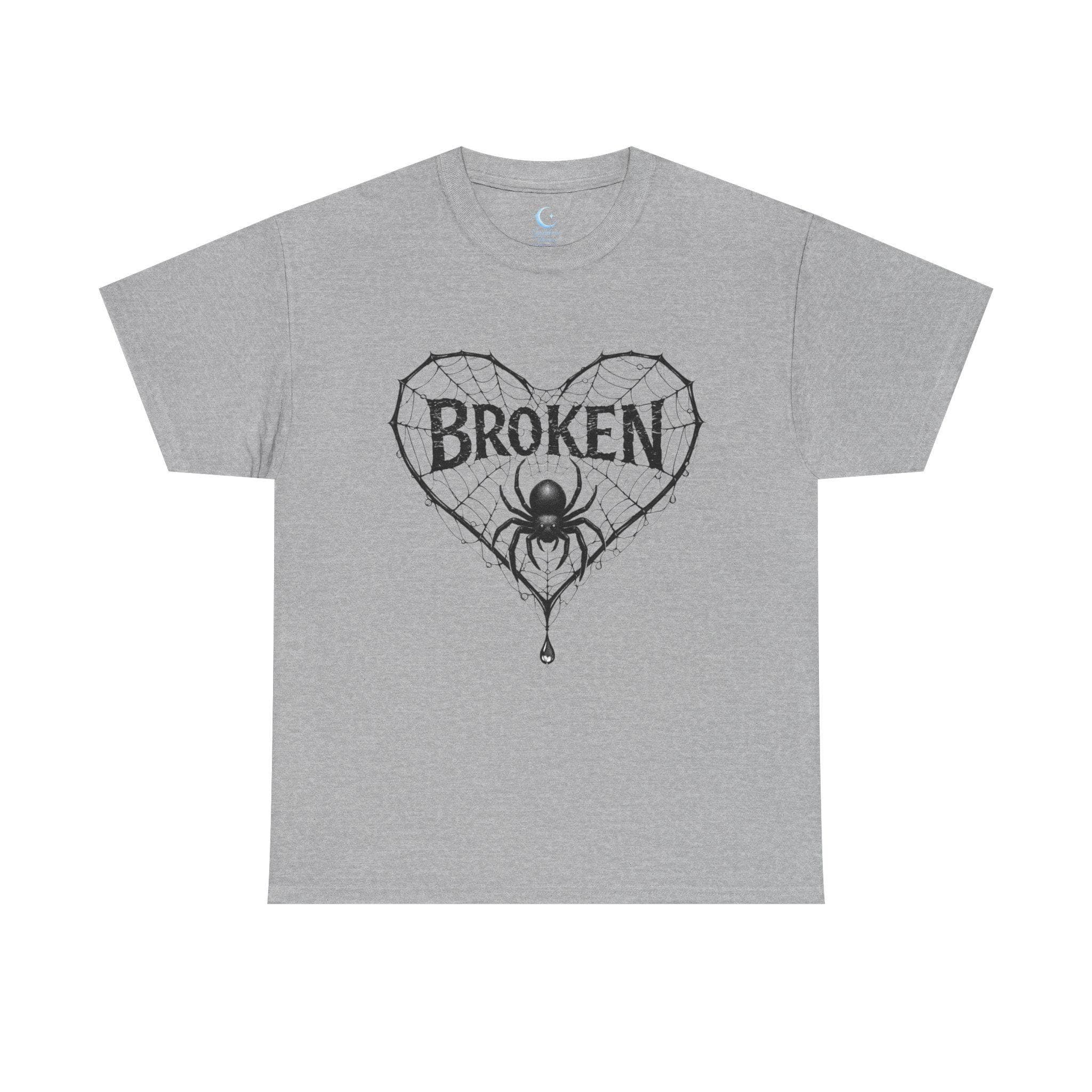 Broken Heart Spider Web Shirt, Gothic Emotional Strength Tee, Dark Aesthetic Design - Thumbnail 11