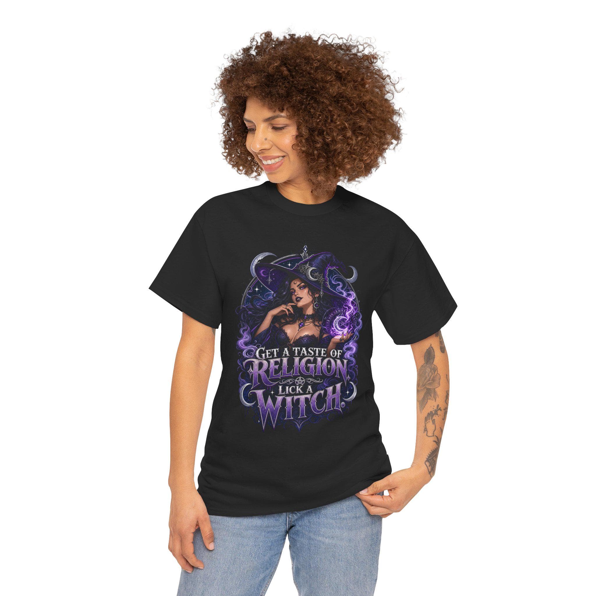 Lick a Witch Shirt Get a Taste of Religion Witchy Graphic Tee Gothic Humor Shirt Dark Feminine Witch Shirt Spooky Cute Tee - Thumbnail 4