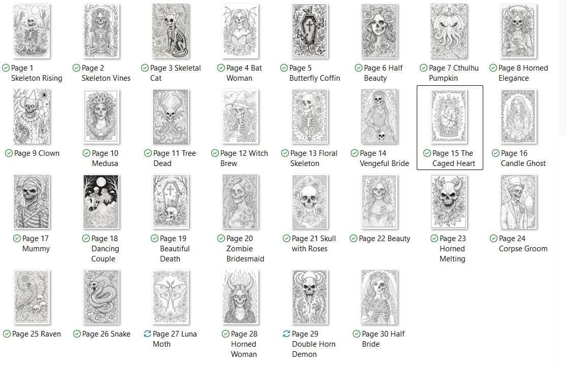 Gothic Horror Coloring Book - Goddess Shrew, 30 Printable Pages (Digital Download) - Thumbnail 2