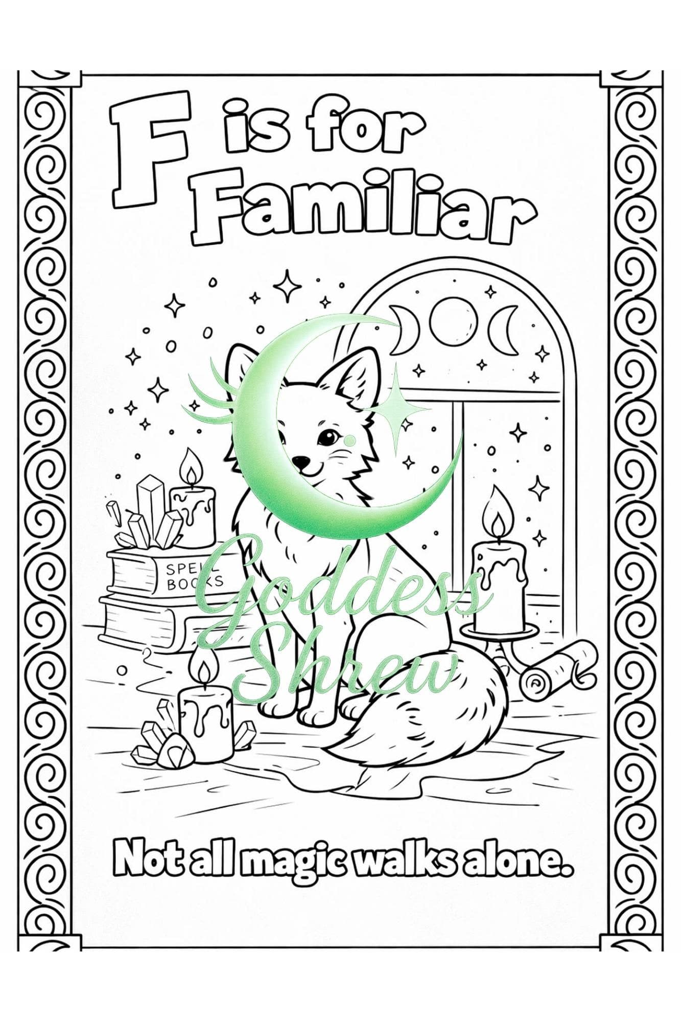 ABCs of Witchcraft Coloring Book for Adults Wiccan Magical A to Z Pages - Thumbnail 2