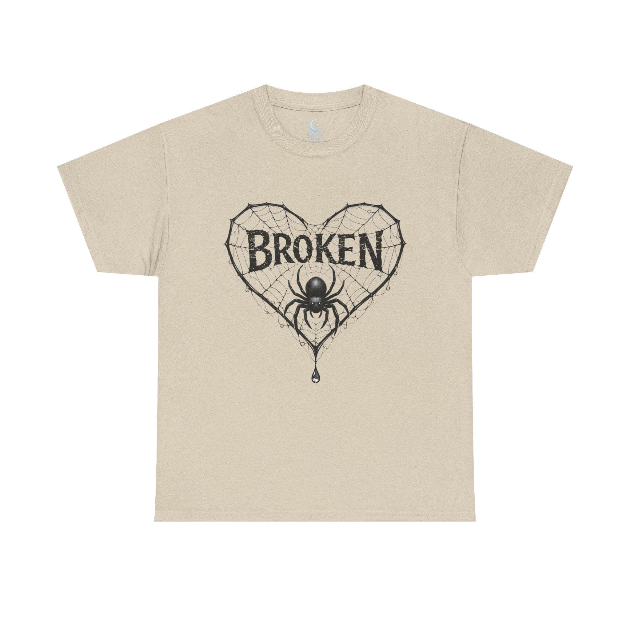 Broken Heart Spider Web Shirt, Gothic Emotional Strength Tee, Dark Aesthetic Design - Thumbnail 10