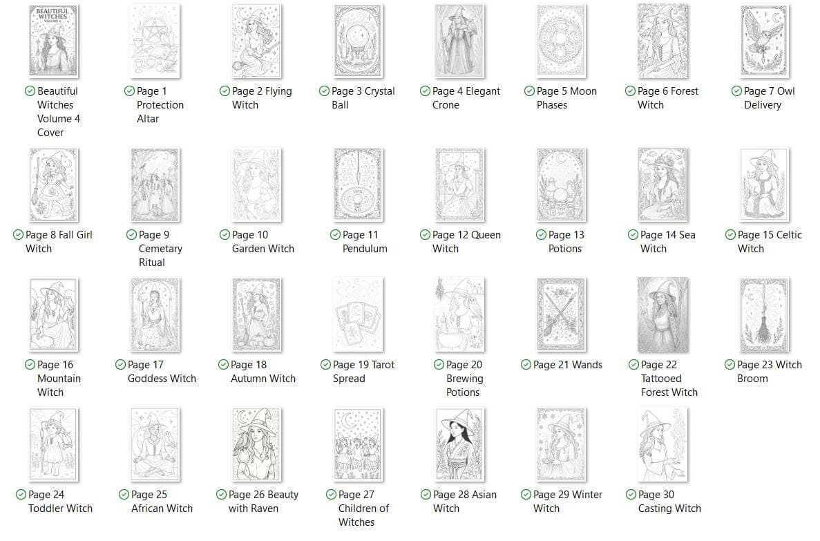 Celestial Witch Coloring Book | Adult Fantasy Art (Digital Download PDF) - Thumbnail 2