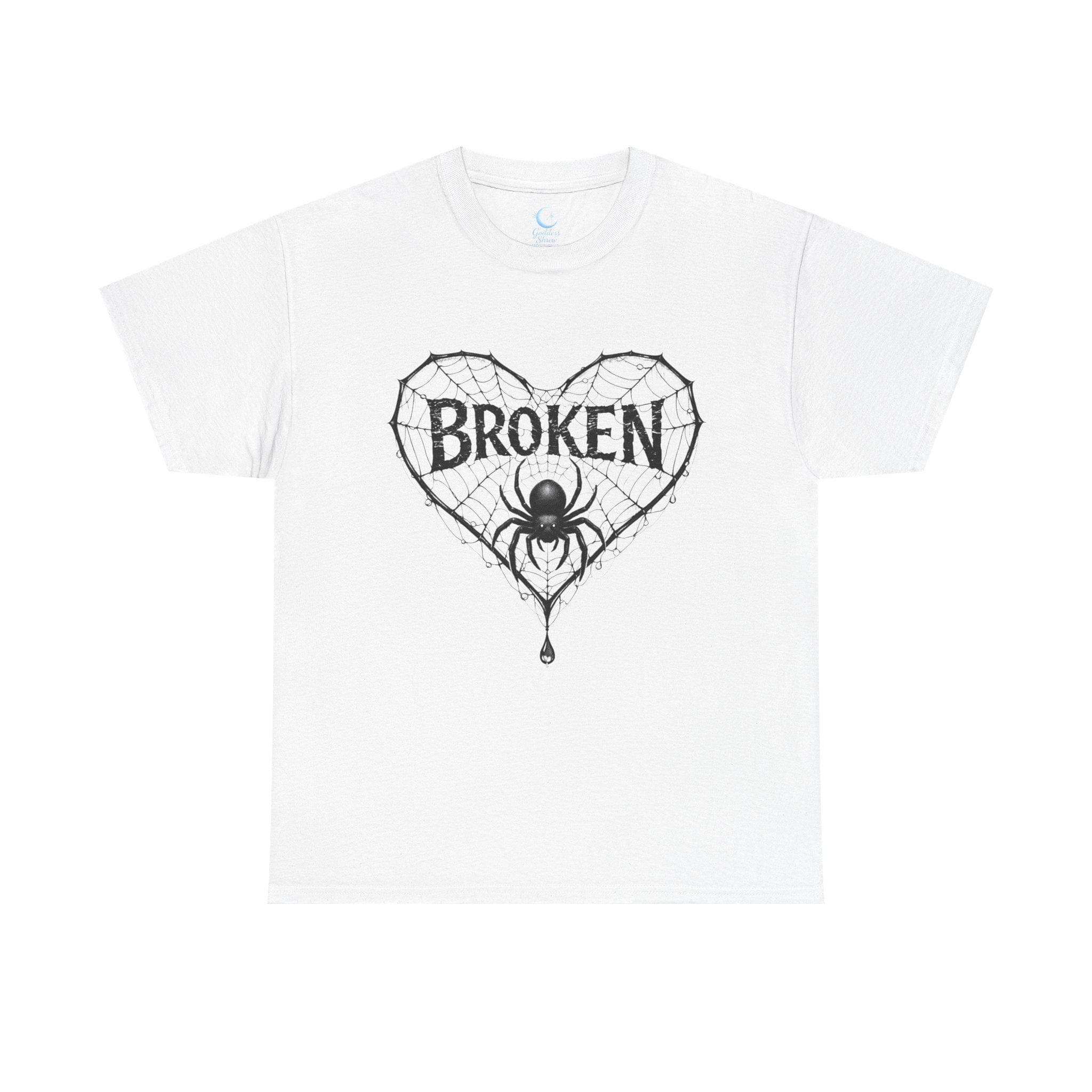 Broken Heart Spider Web Shirt, Gothic Emotional Strength Tee, Dark Aesthetic Design - Thumbnail 3