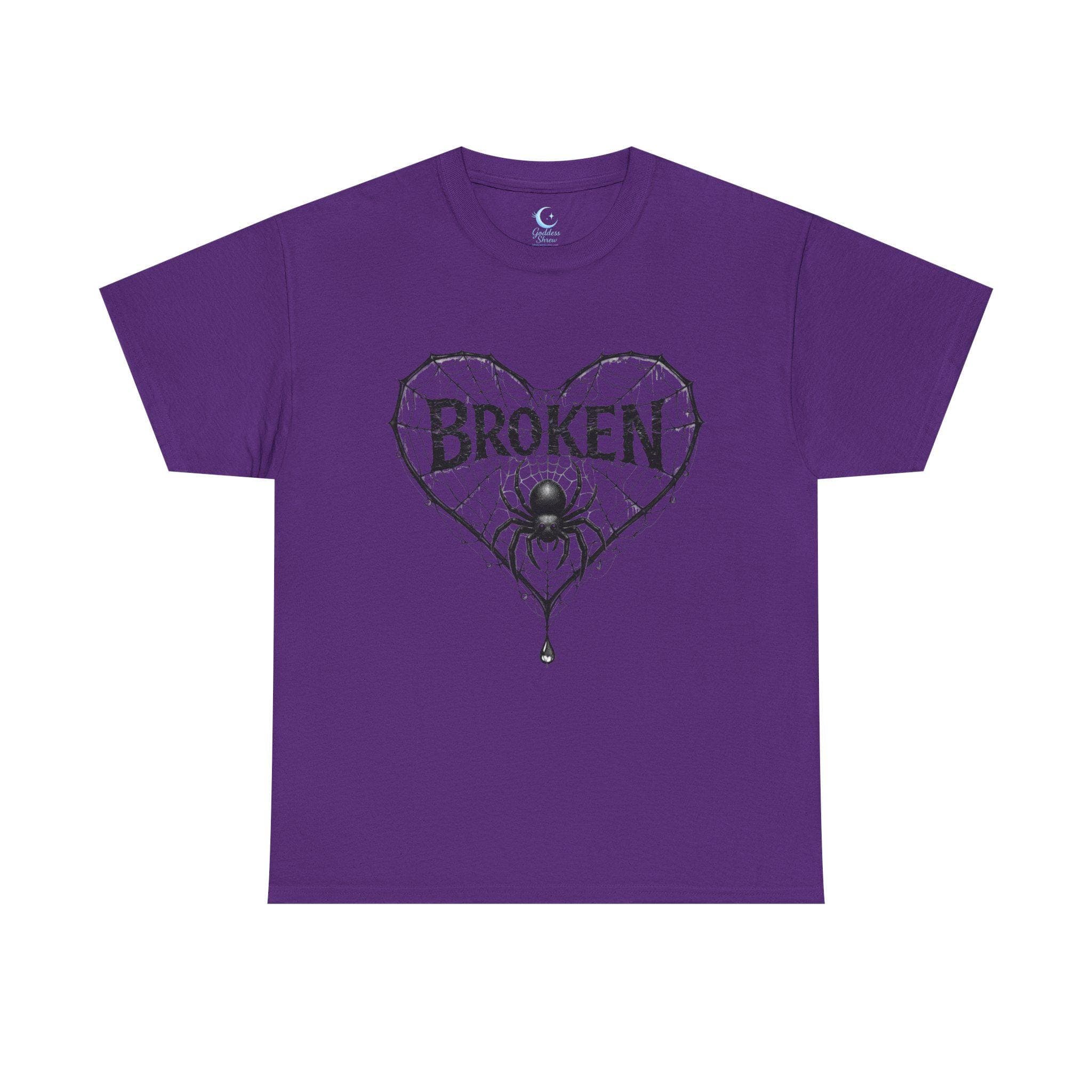 Broken Heart Spider Web Shirt, Gothic Emotional Strength Tee, Dark Aesthetic Design - Thumbnail 6