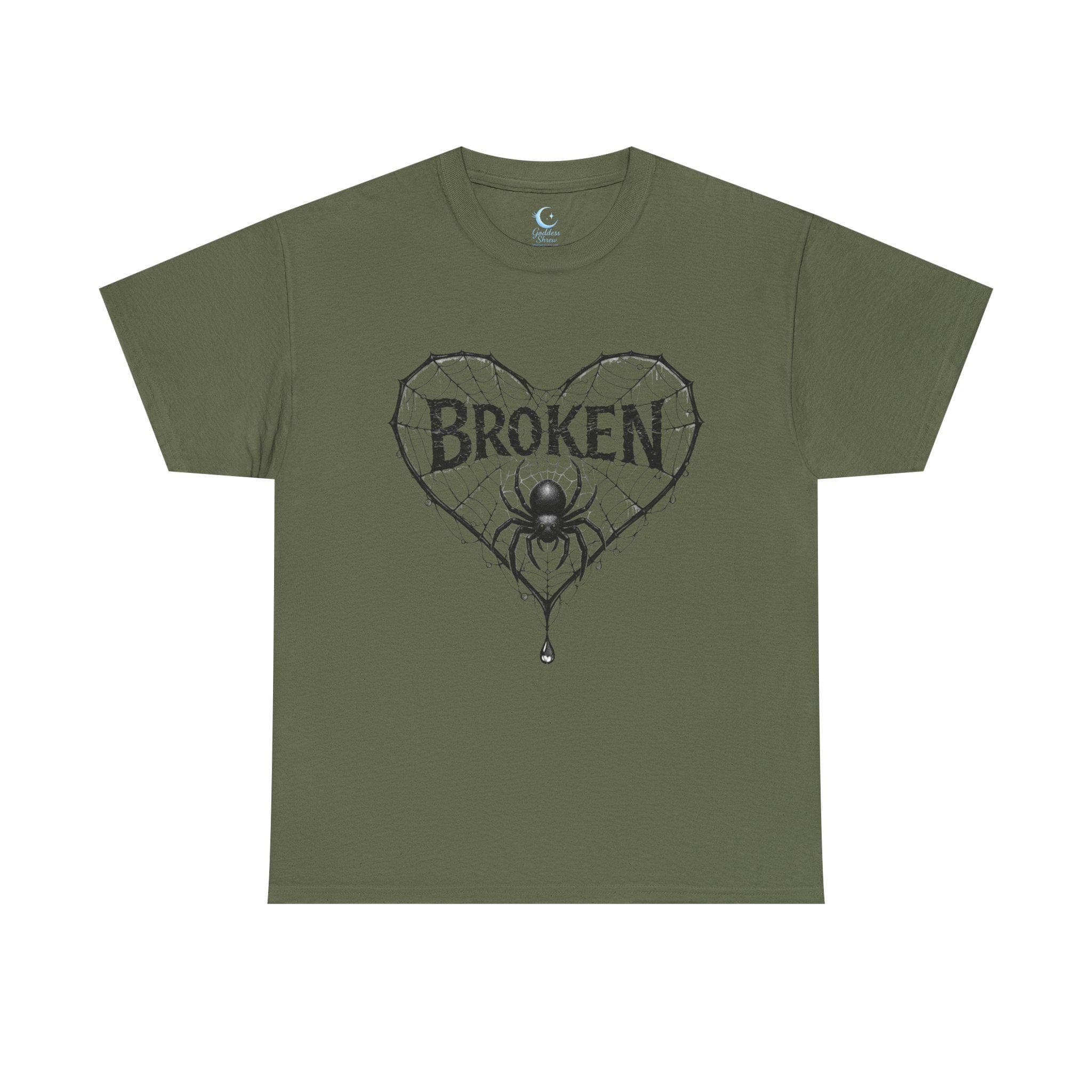 Broken Heart Spider Web Shirt, Gothic Emotional Strength Tee, Dark Aesthetic Design - Thumbnail 8
