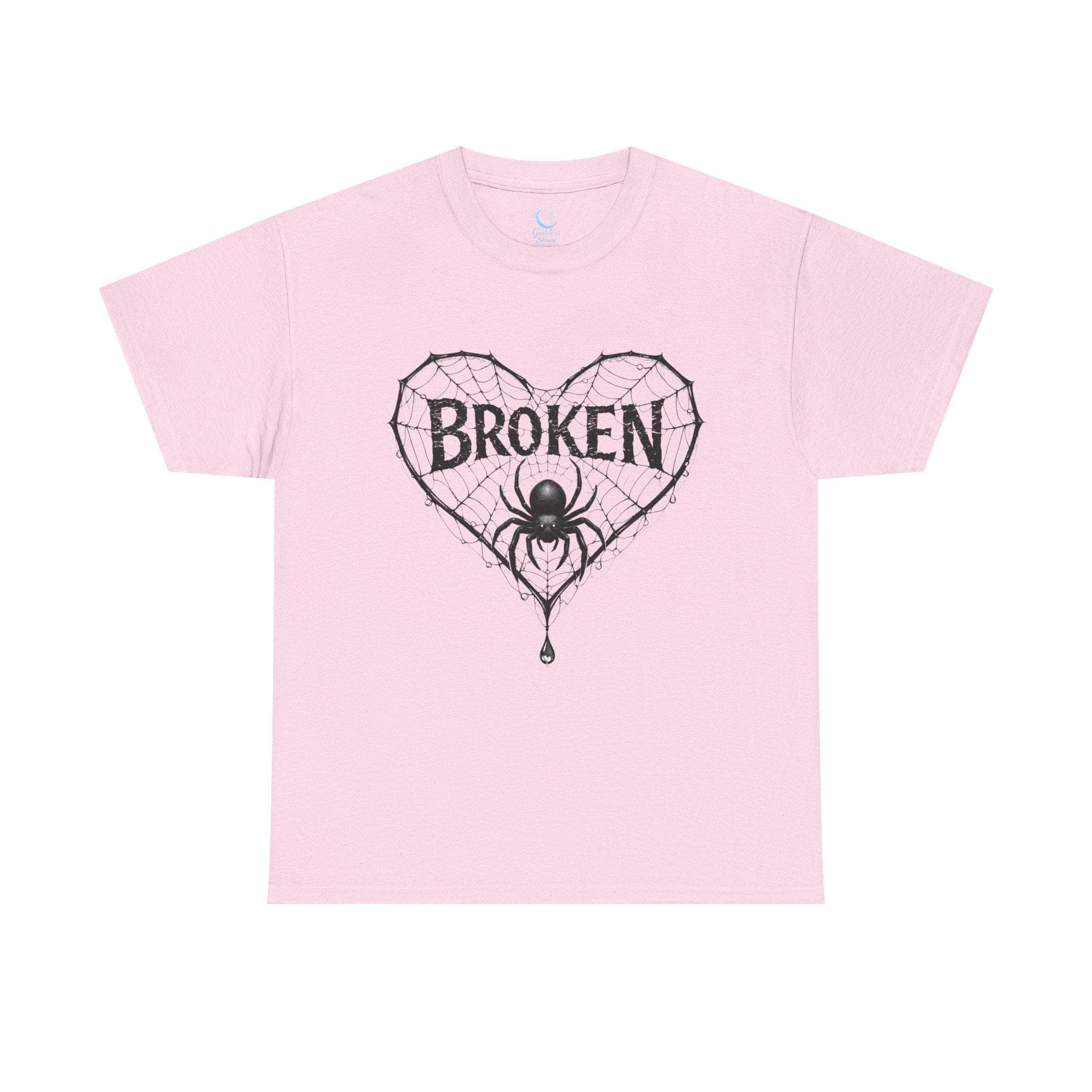 Broken Heart Spider Web Shirt, Gothic Emotional Strength Tee, Dark Aesthetic Design - Thumbnail 2